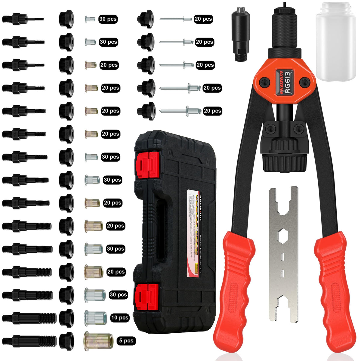 WelderElite front view of tool and complete kit showing organization and readiness