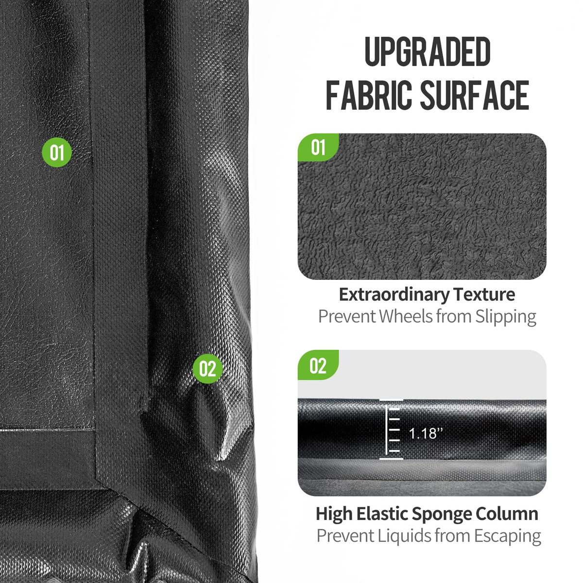 WELKIN rolled mat beside a ruler showing compact storage and portability