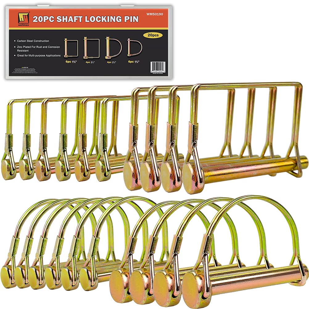 Wellmax front view of 20-piece hitch pin set showing organization and quick selection benefit