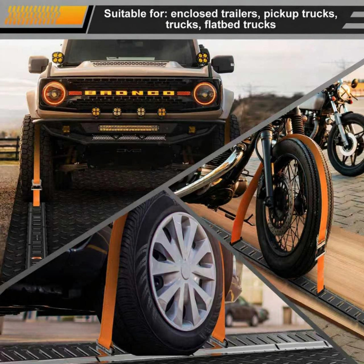Wellmax lifestyle shot loading motorcycle into trailer, highlights reliable transport safety
