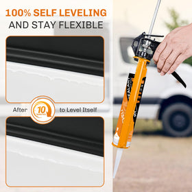 WELLUCK being applied with caulk gun on roof seam, quick neat application benefit