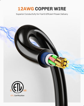 WELLUCK integrated 18-inch 12AWG cords, simplifies wiring and reduces setup time
