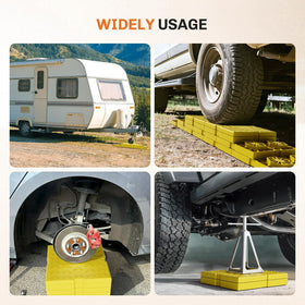WELLUCK blocks at campsite beside trailer showing quick setup and level comfort