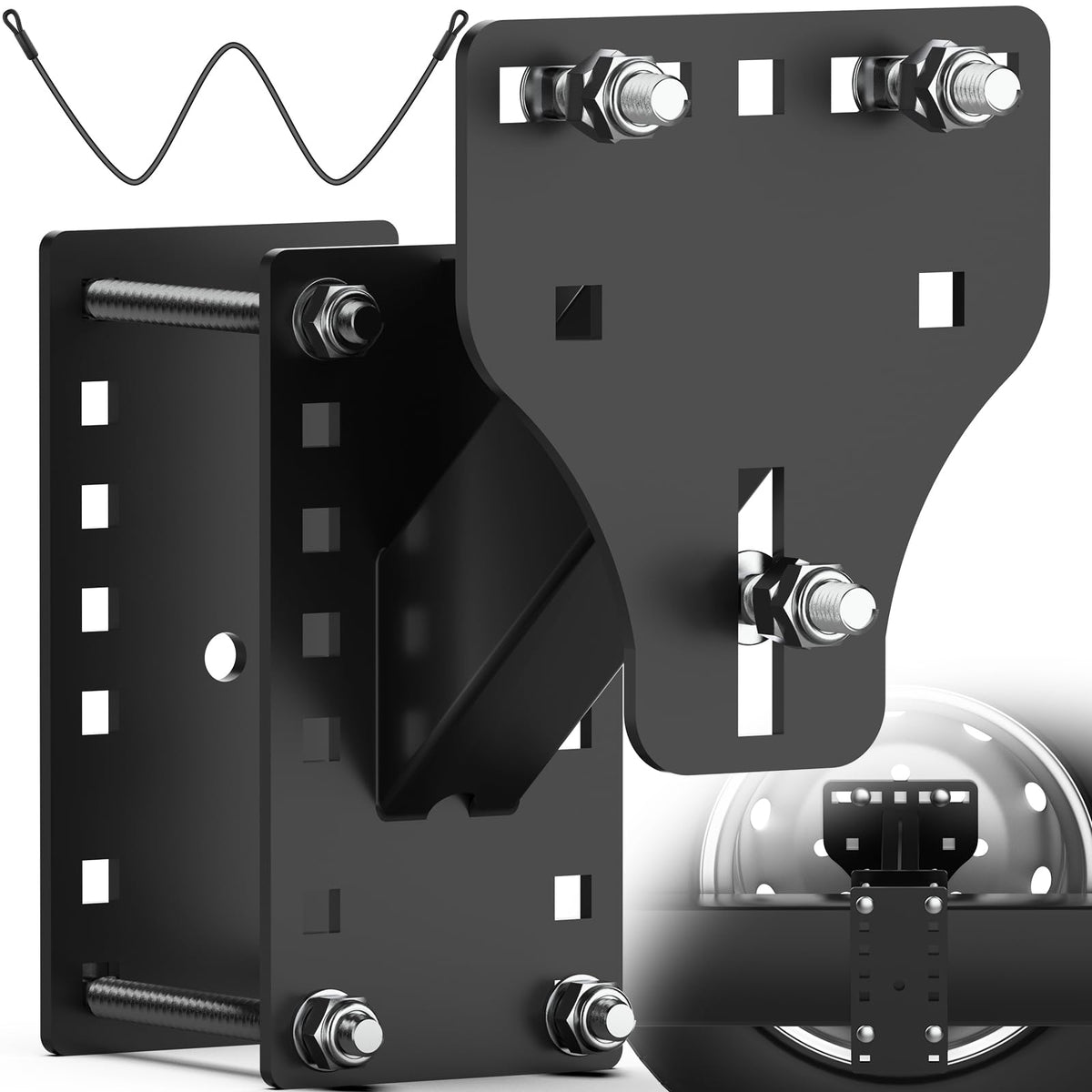 WELLUCK front view of mounted spare tire showing secure attachment