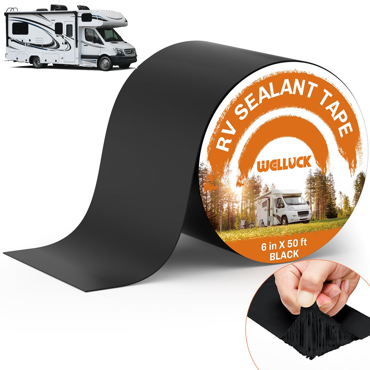 WELLUCK front packaging showing 6x50 black roll and benefits