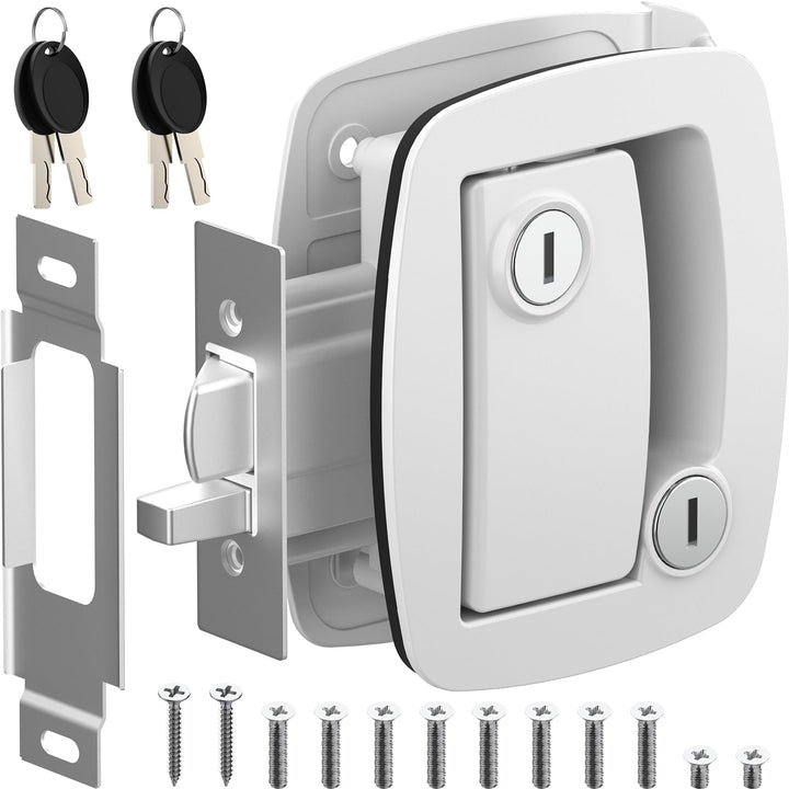 WELLUCK front paddle lock on door showing sturdy metal face and sleek handle