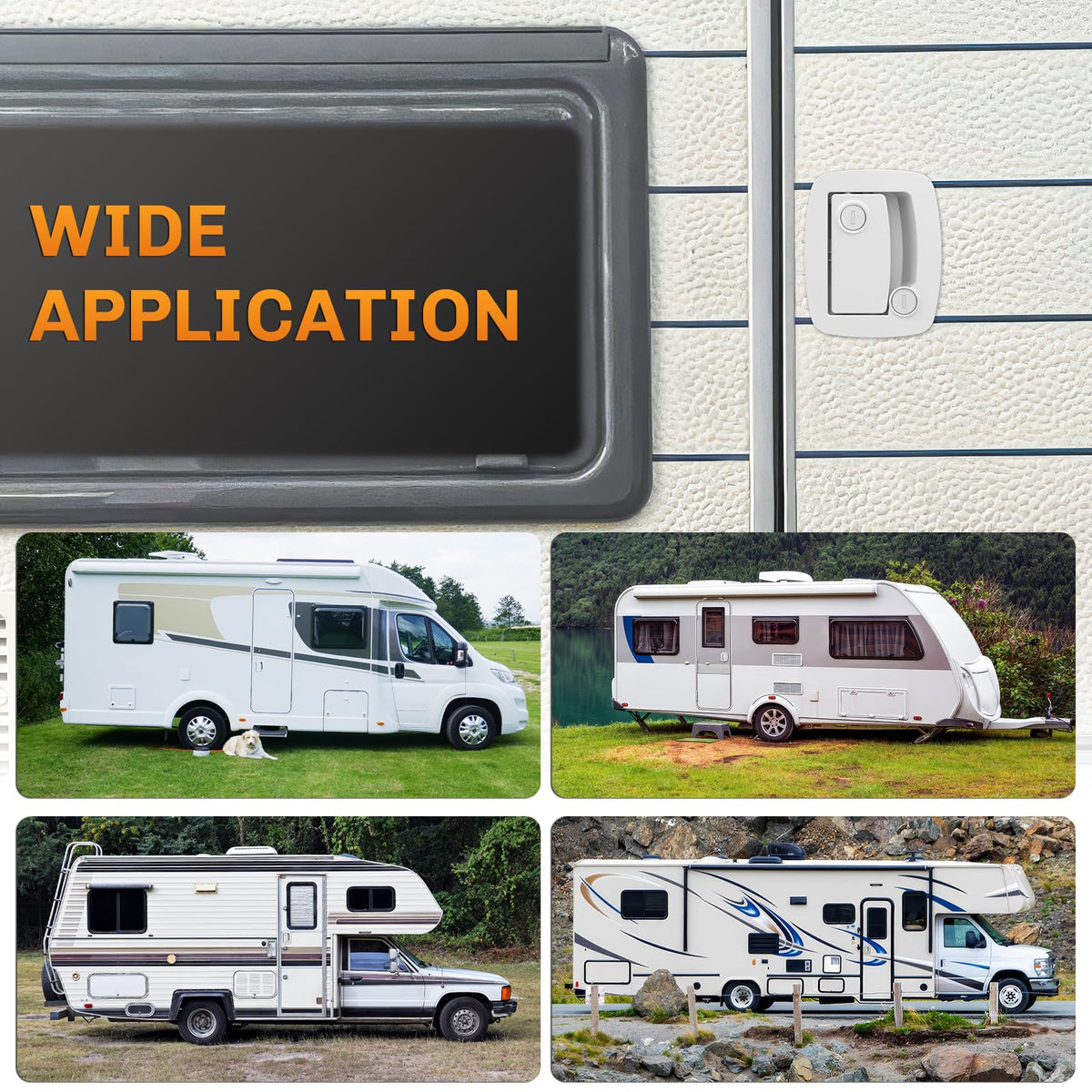 WELLUCK installed on camper door in outdoor setting conveying rugged reliability