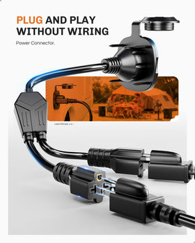WELLUCK inlet mounted on RV wall, convenient shore power connection at campsite