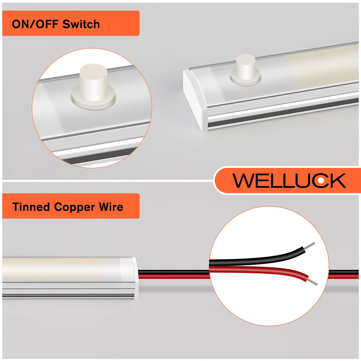 WELLUCK light bar next to ruler demonstrating 13.38" slim profile for tight spaces