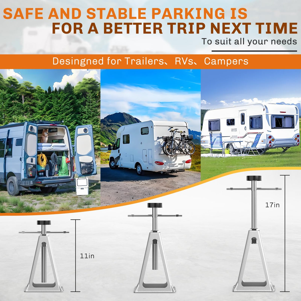 WELLUCK square aluminum base installed under RV showing wider contact for stability