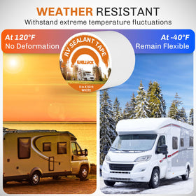 WELLUCK taped around RV vent showing secure waterproof benefit