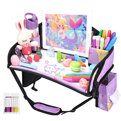 WENRENER front view of travel tray showing organized play surface and benefits