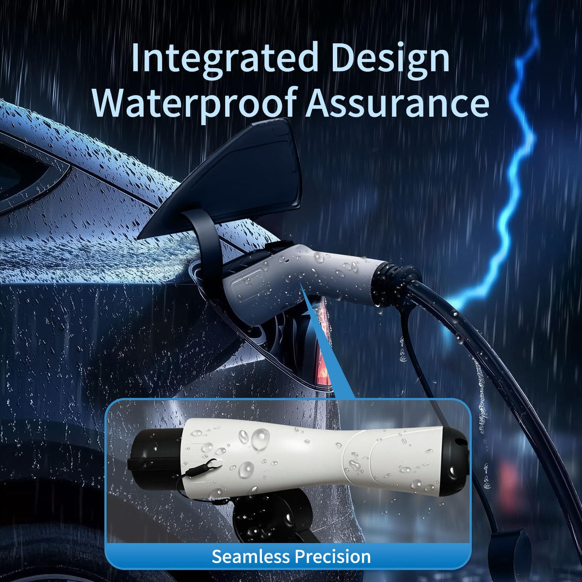 wenstorm in use in a home garage connecting car to charger for convenience