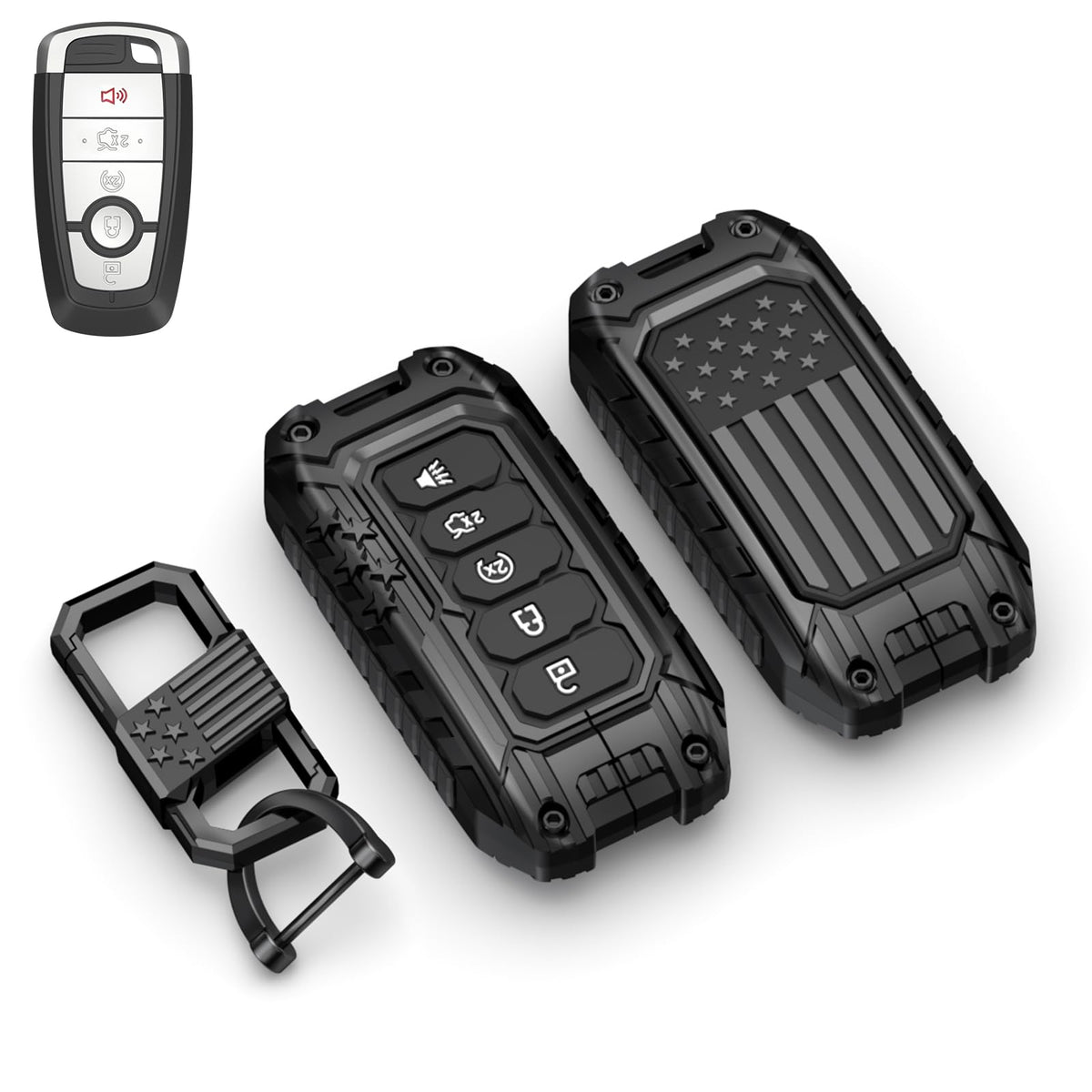 Wenwubin front view metal key fob cover showing rugged protection benefit