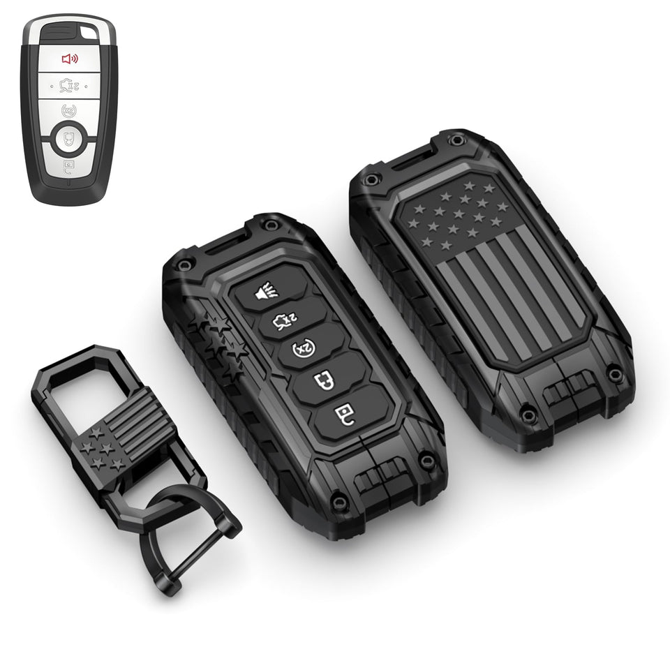 Wenwubin front view metal key fob cover showing rugged protection benefit