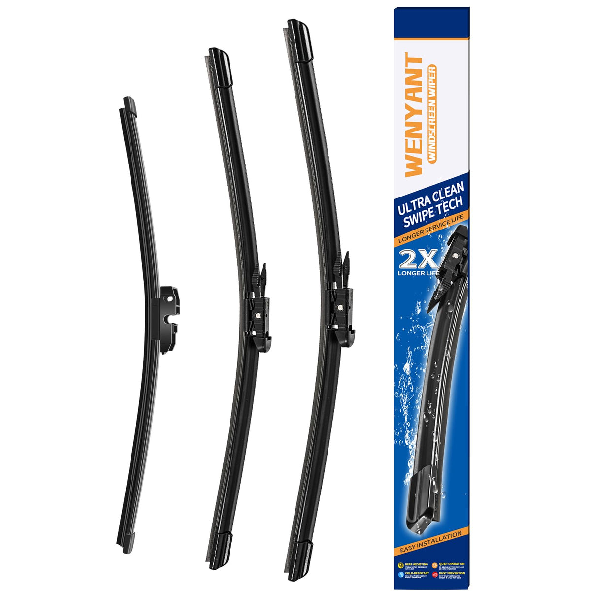 wenyant front packaging showing set of three blades and compatibility benefits