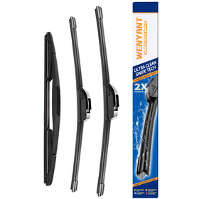 wenyant front wiper blades packaging showing kit and included sizes for easy replacement