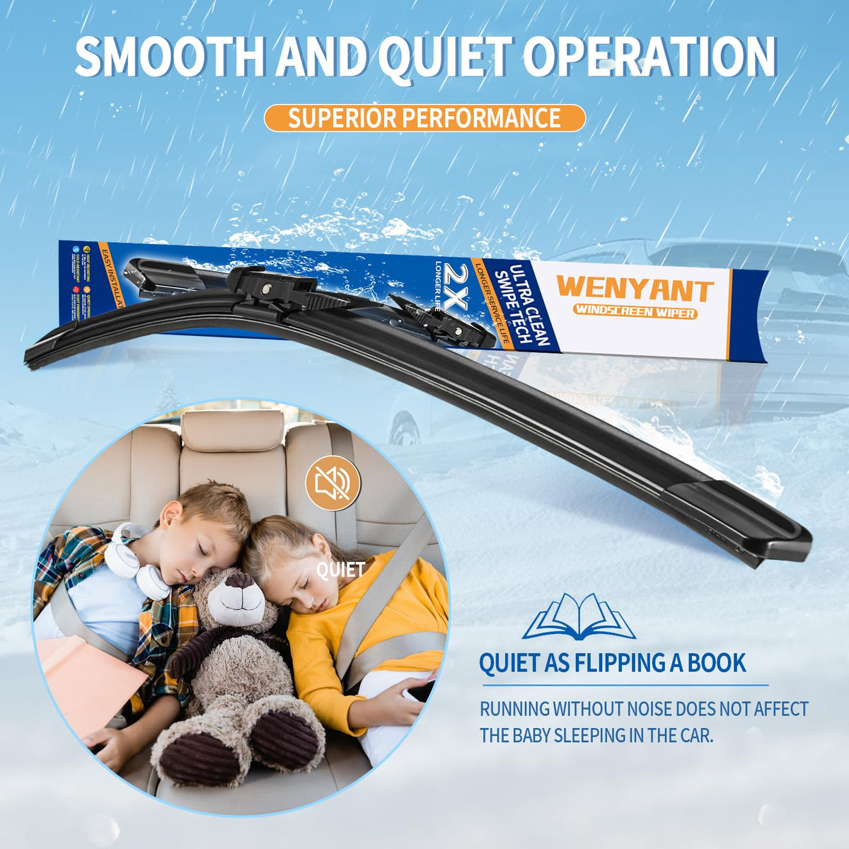 wenyant blades installed on Toyota Avalon windshield providing clear view