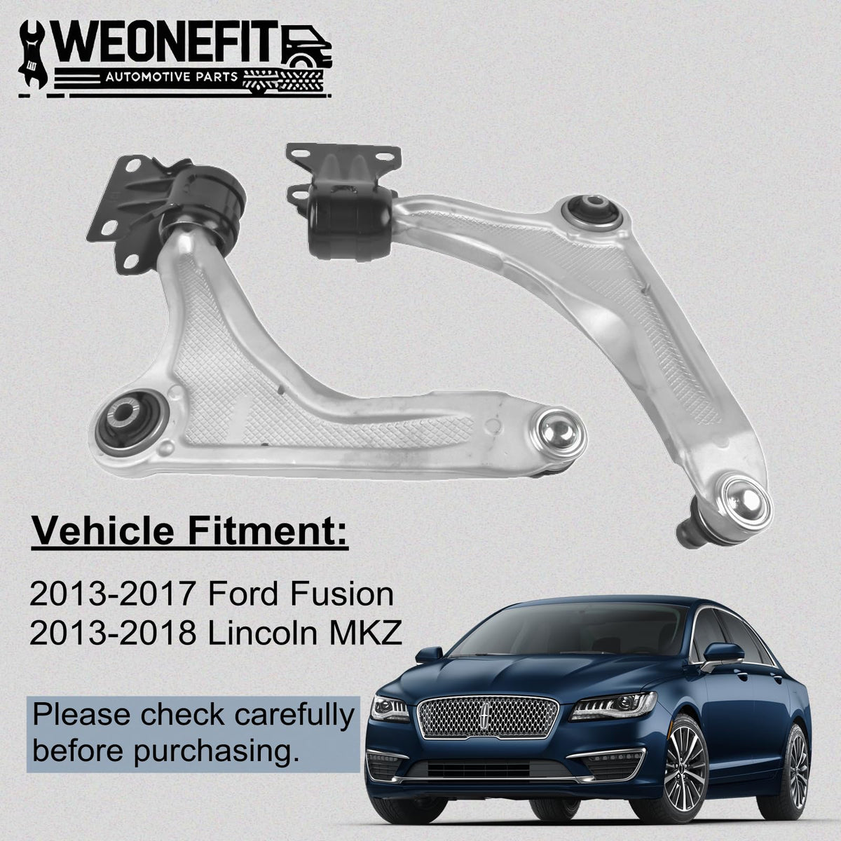 Weonefit control arm close-up welds and bushing for improved durability