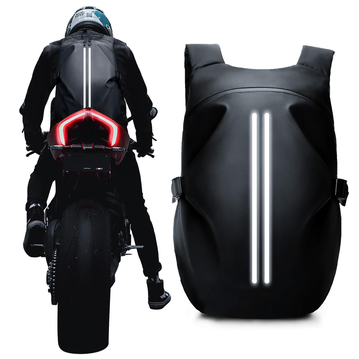 WEPLAN backpack front view showing streamlined design and storage benefit