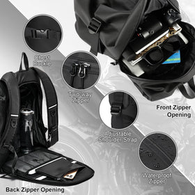 WEPLAN backpack worn on rider showing comfortable ride stability benefit