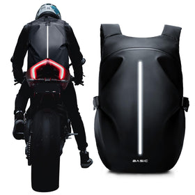 WEPLAN front view of backpack showing helmet storage and organized design benefit