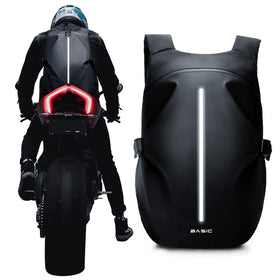 WEPLAN front view showing helmet fit and organized storage benefit