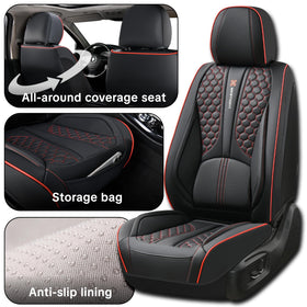 Wertigen headrest and red accent stitching detail adding premium look benefit