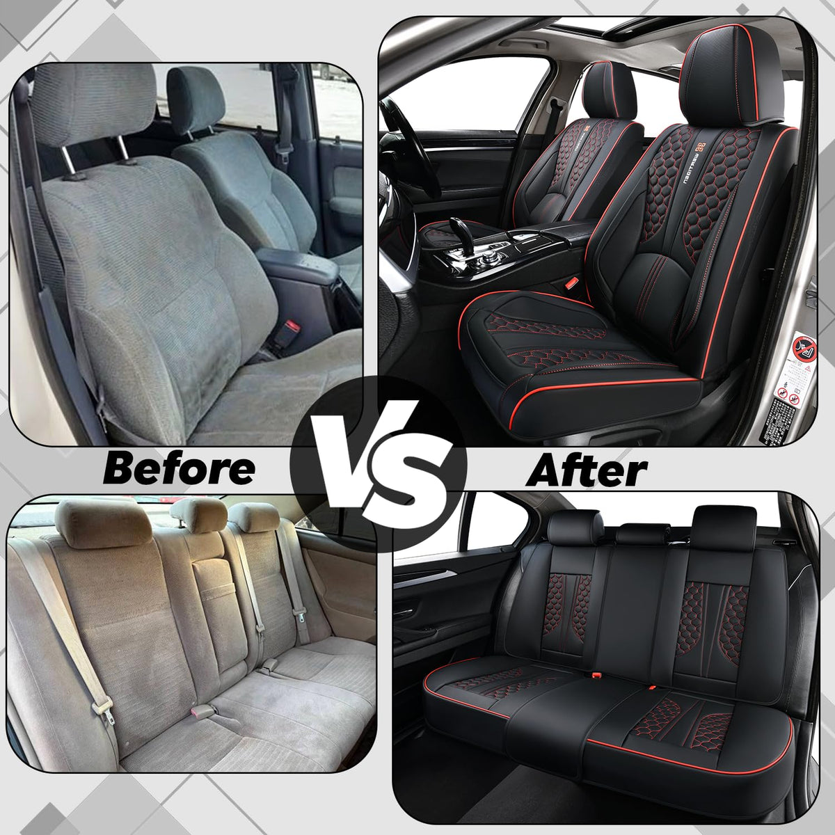 Wertigen seat cover alongside a ruler showing size fitment and scale benefit