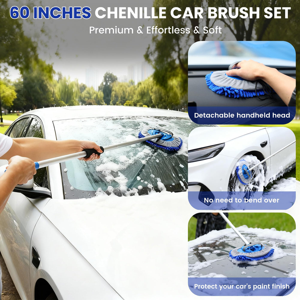 WESBRITE close-up chenille microfiber texture lifting dirt gently, scratch-free cleaning benefit