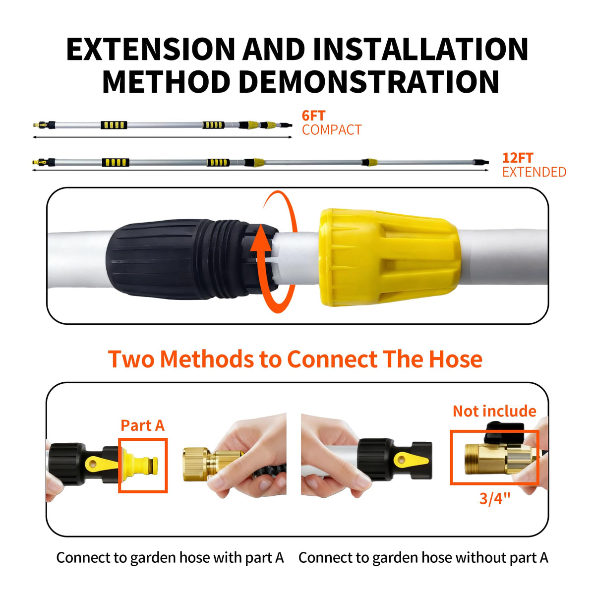 WESBRITE flow through connector and quick connect adapter for fast hose attachment