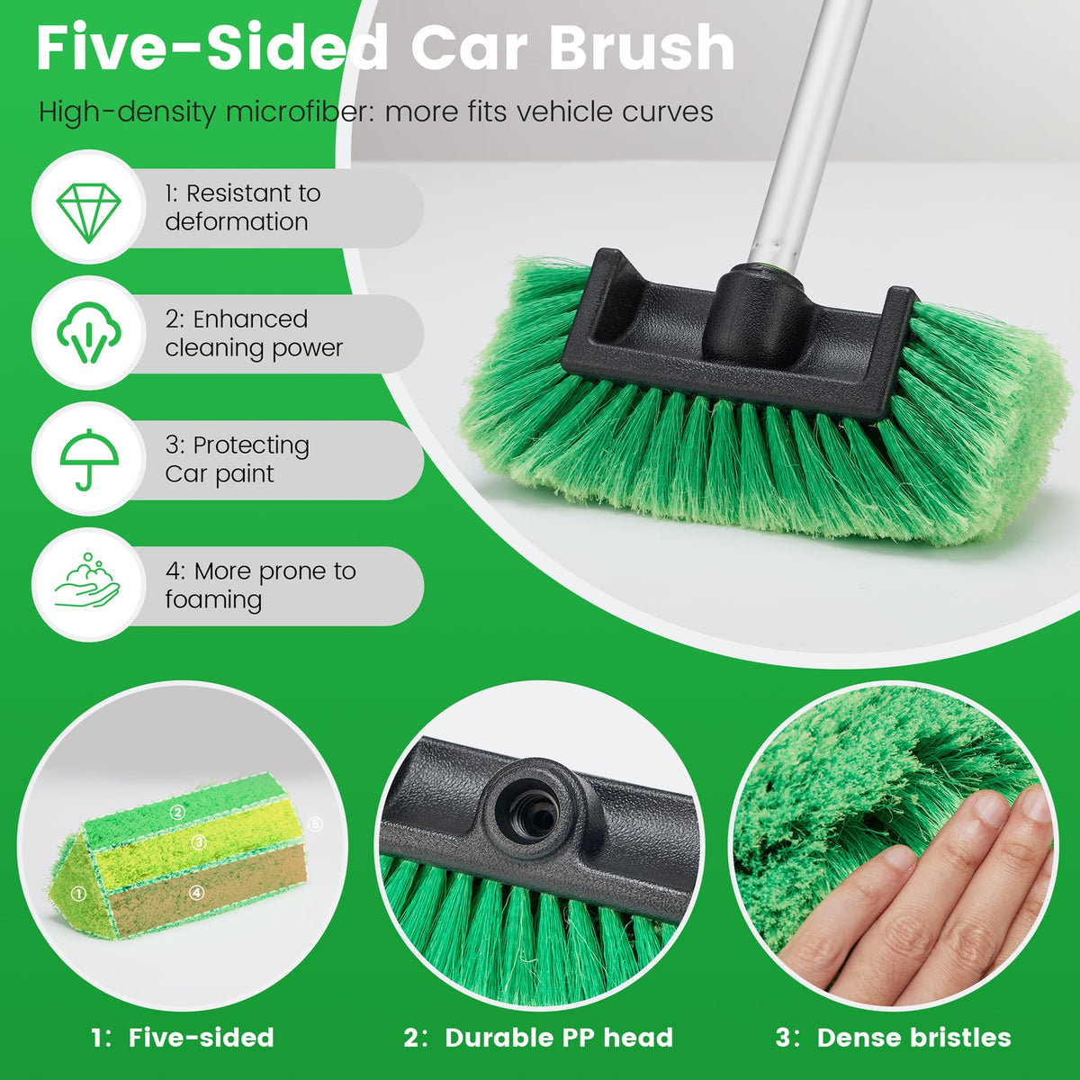 WESBRITE brush in use washing SUV roof showing easier high-area cleaning