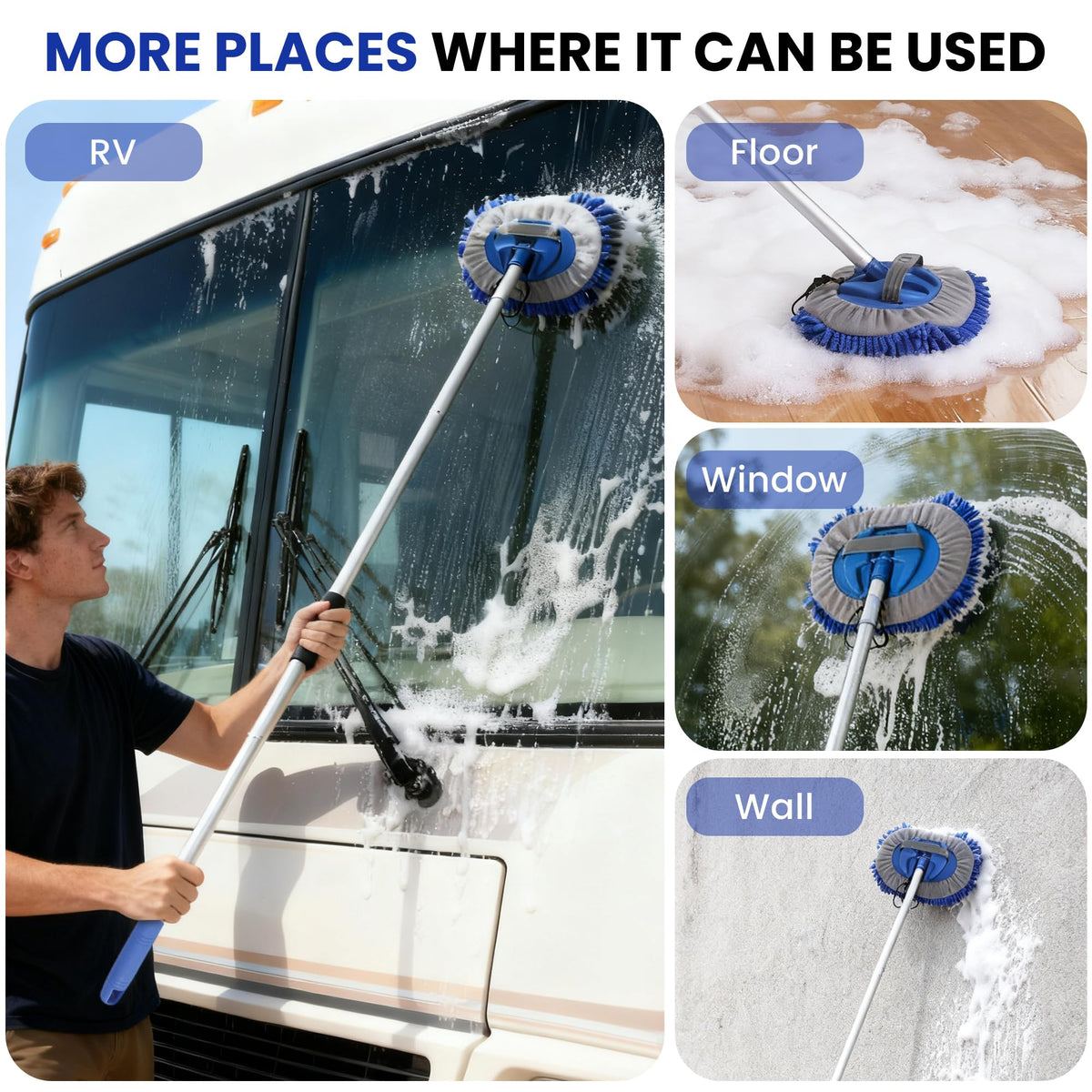 WESBRITE lifestyle image washing a car roof with kit, effortless all-in-one cleaning benefit