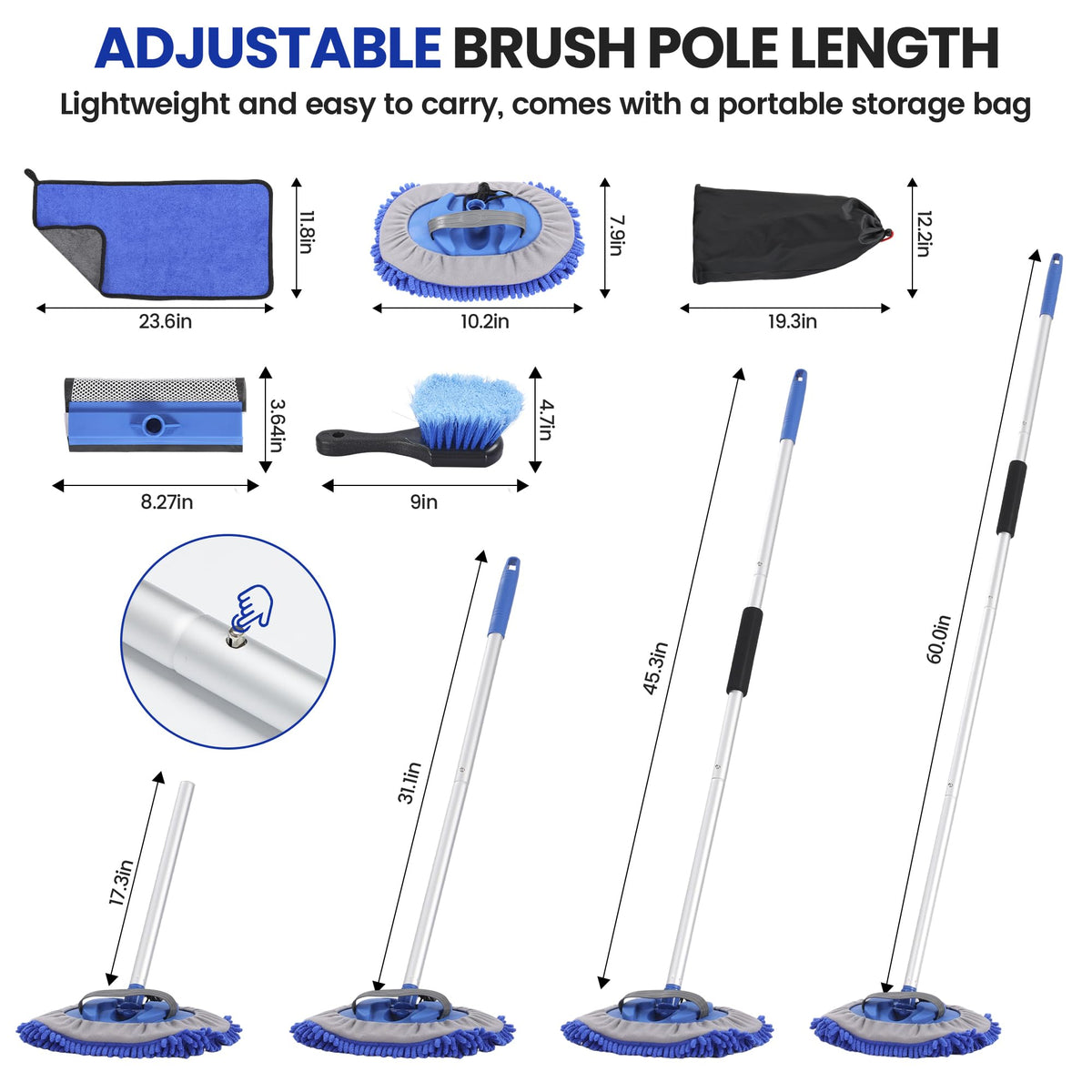 WESBRITE 180-degree rotatable mop head angled for curved panels, improves contact benefit
