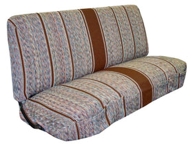 West Coast Auto front view of brown Baja bench cover showing full-seat protection