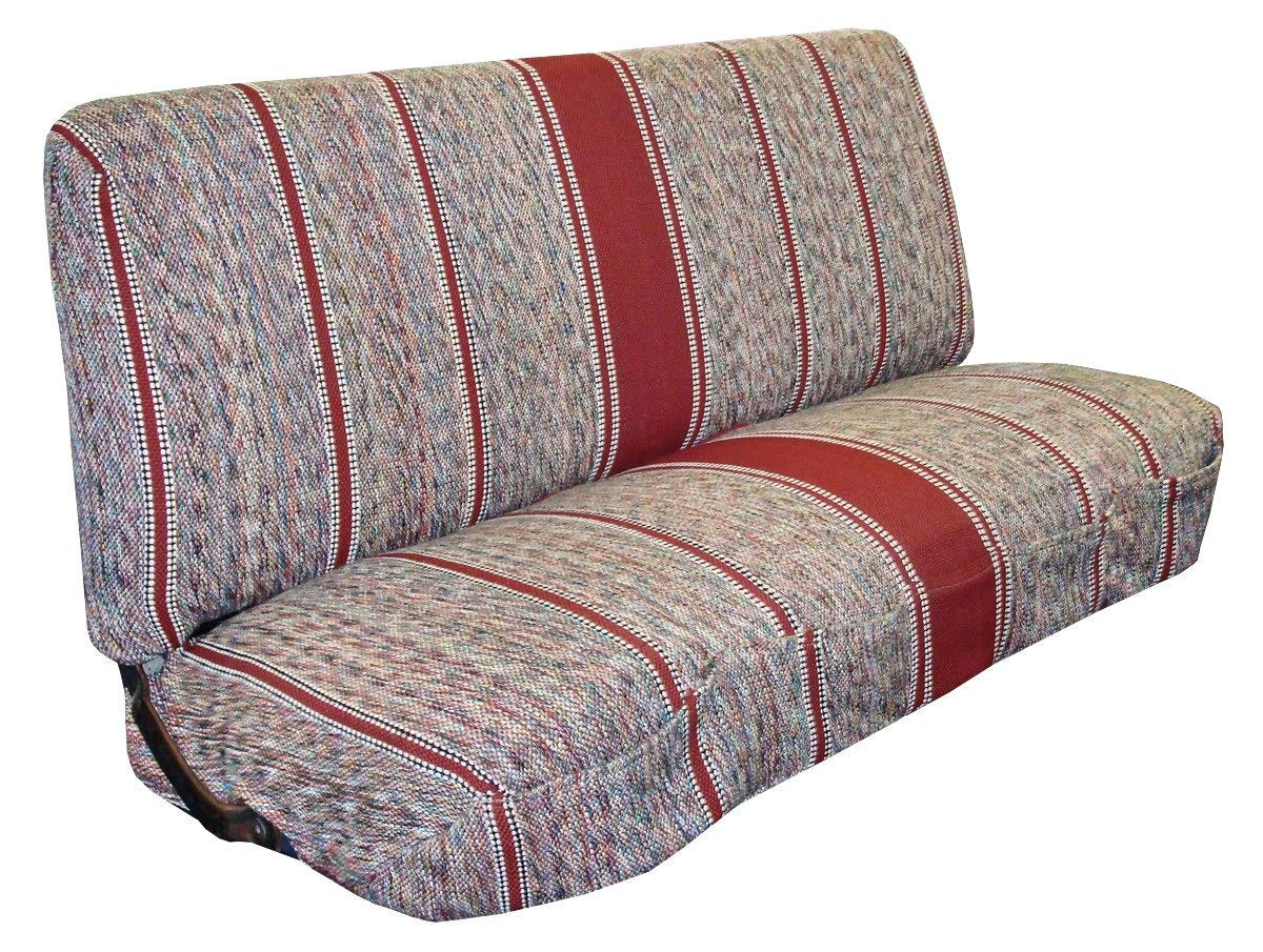 West Coast Auto front view showing full red saddle blanket cover protecting bench seat