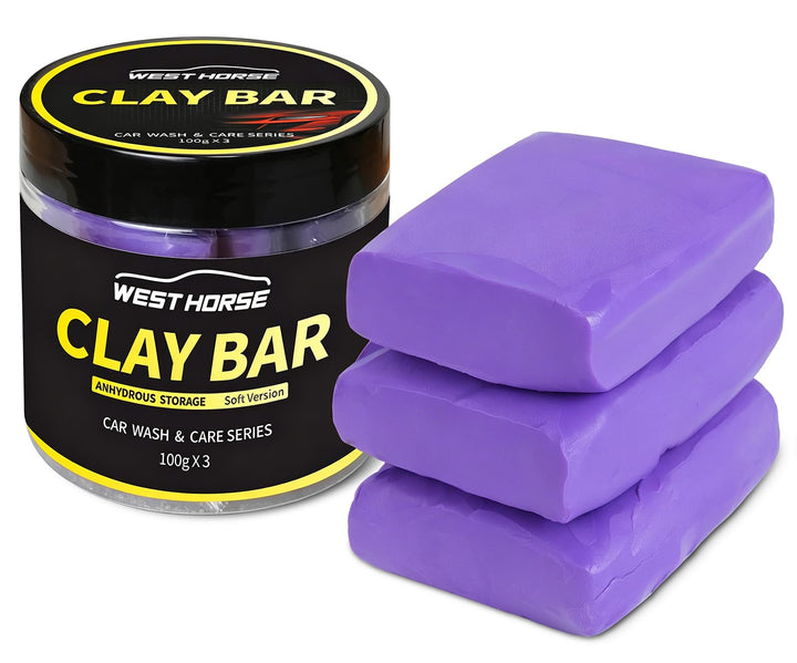 WEST HORSE front packaging showing three 100g clay bars and benefits