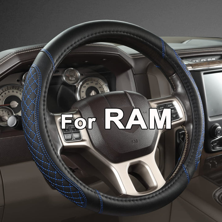 West Llama steering wheel cover front view showing diamond-quilted look and fit