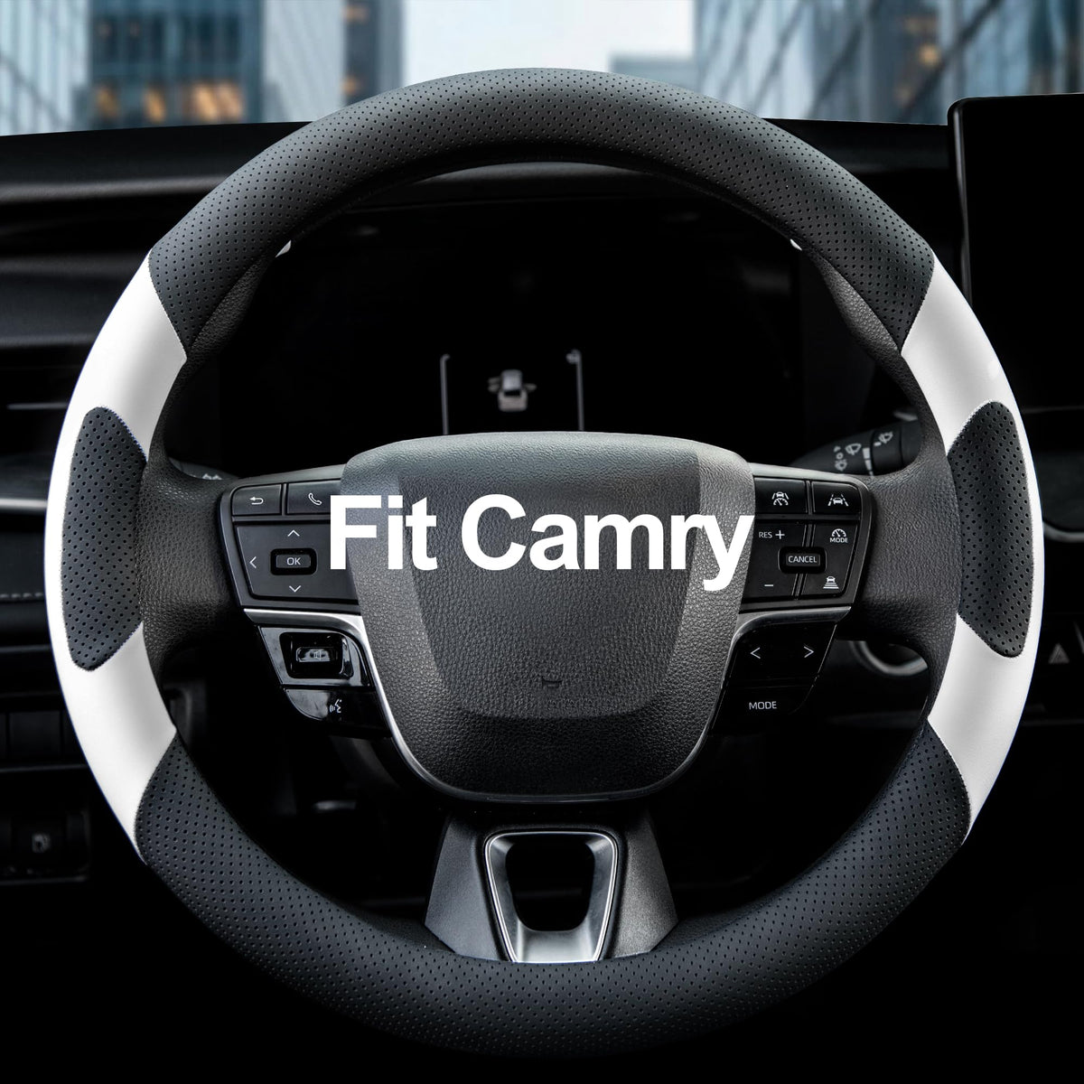 West Llama front view of steering wheel cover showing fit and style benefit