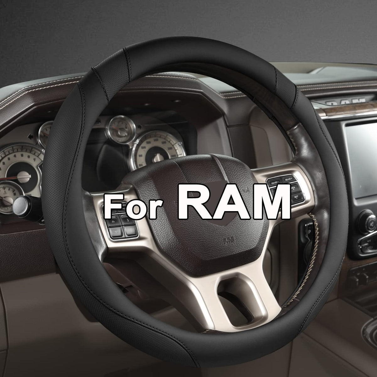 West Llama front packaging showing black steering wheel cover and fit information