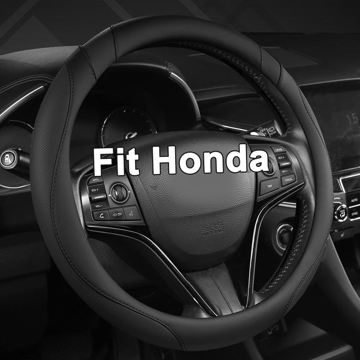 West Llama front view of packaged steering wheel cover showing sleek finish and fit benefit