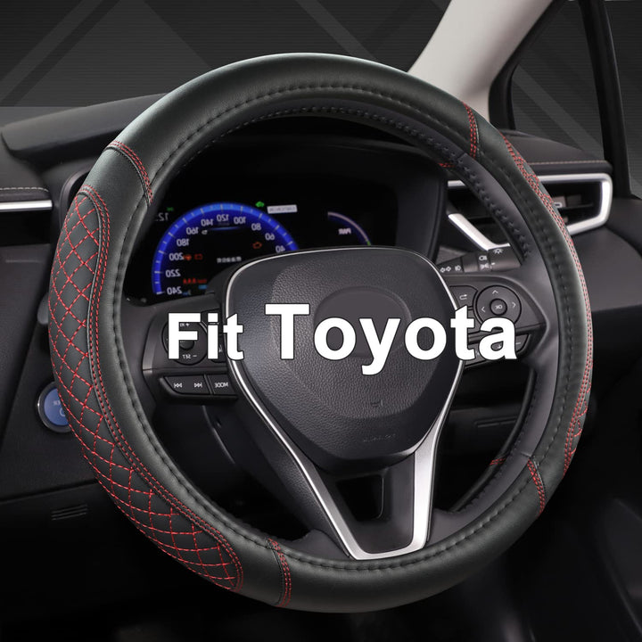 West Llama front view of packaged steering wheel cover showing design and fit benefits