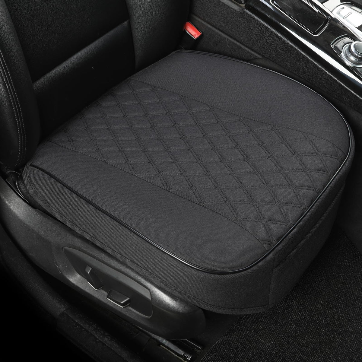 West Llama front seat cover front view showing clean protection and fit