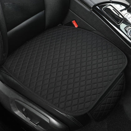 West Llama front seat pad front view showing full cover and fit benefit: stylish protection