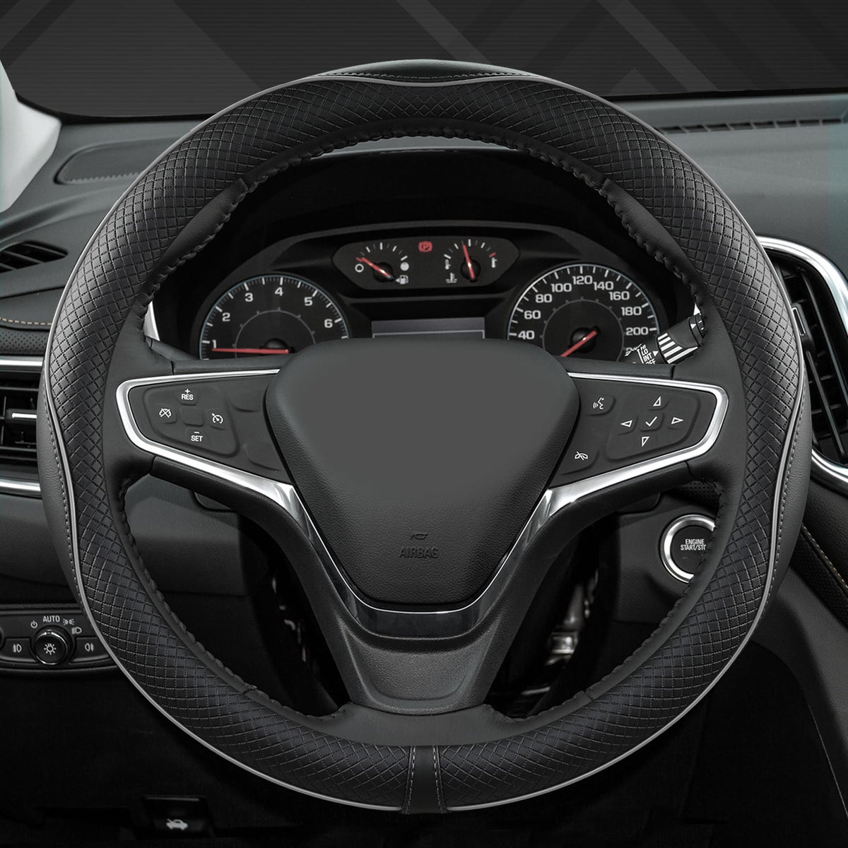 West Llama cover installed on Chevy steering wheel demonstrating improved grip and style