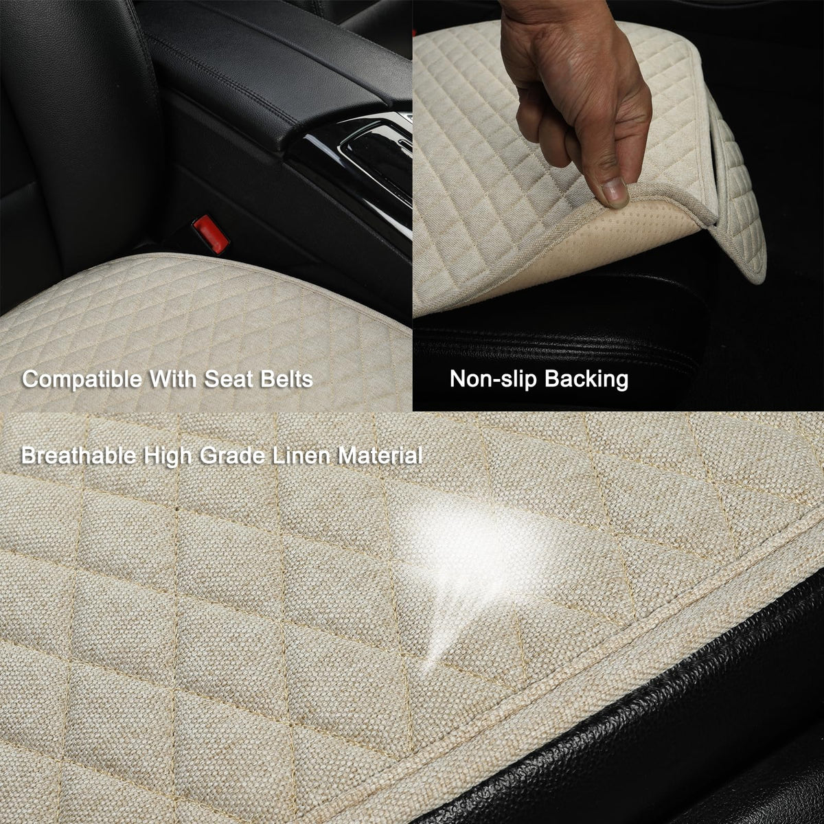 West Llama seat pad installed in sedan demonstrates easy, secure fit