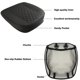West Llama seat cover beside seat showing scale and full-bottom wrap