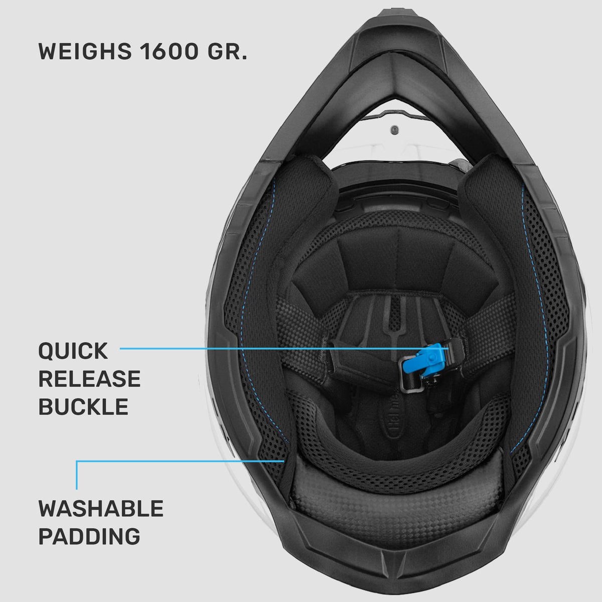 Westt helmet dual visor closeup showing slider mechanism, quick-adjust benefit