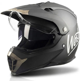 Westt helmet front view showing shell and clear shield, secure protection benefit