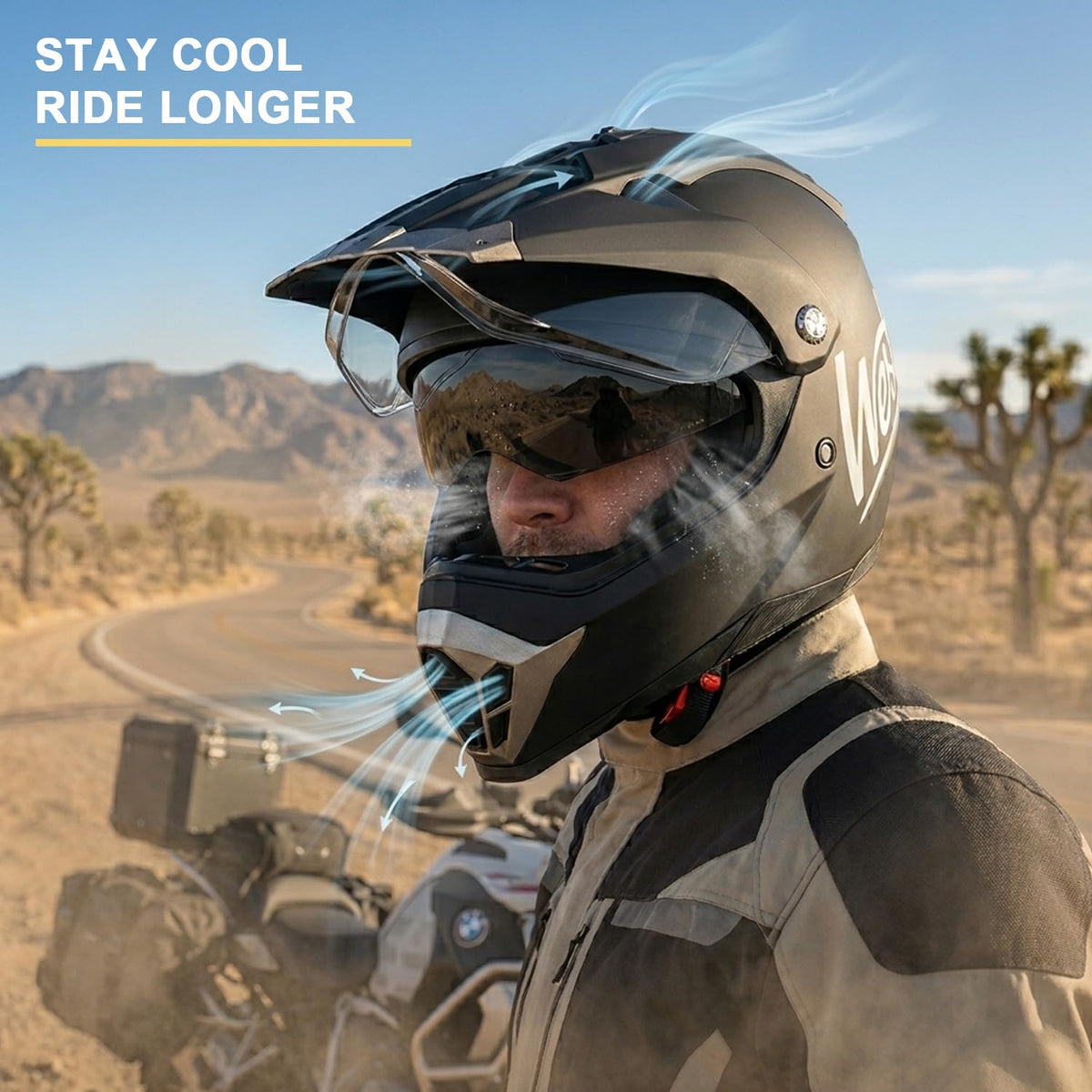 Westt helmet ventilation detail showing intake and exhaust vents, cooling benefit